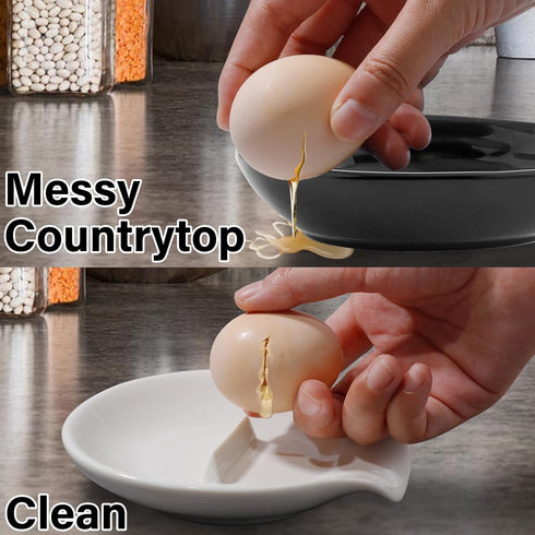 Egg Cracker & Spoon Holder, Spoon Rest for Kitchen, Ceramic Spoon Holder for Stove Top, Cooking Spoon Holder,Heat Resistant Utensil Rest for Count...