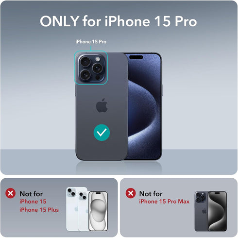 ESR for iPhone 15 Pro Case, Metal Kickstand Case, 3 Stand Modes, Military-Grade Drop Protection, Supports Wireless Charging, Slim Back Cover with ...