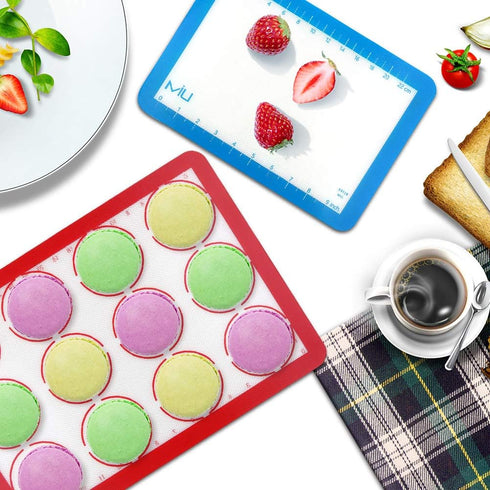 MIU Macaroon Silicone Baking Mat, Non-Stick Cookie Baking Mat, 2 Half Sheets and 1 Quarter Sheet, Perfect Baking Pad Cookie Kit for Macarons, Cake...