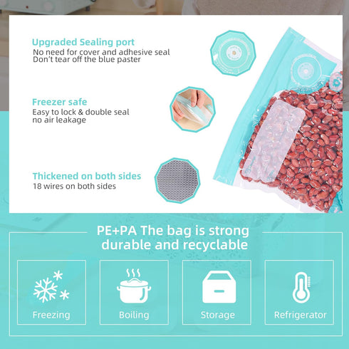 Sous Vide Bags Reusable, BPA Free Food Vacuum Sealer Bags, Double-sided 20C, Vacuum Food Storage Bags for Sous Vide Cooking/Microwave Heating, 20p...