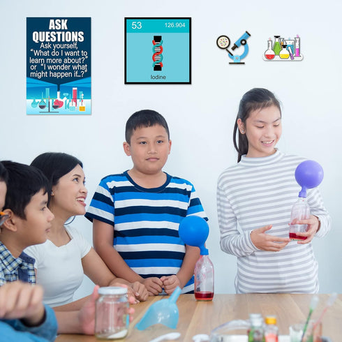 27 Pieces Science Bulletin Board Set Laminated Scientist Posters Classroom Decoration Banner Classroom Wall Decoration for Teachers Science Lab Cu...