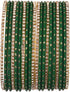 Efulgenz Indian Bangles for Women Indian Bangle Set Rhinestone CZ Plain Metal Bracelet Bangle Jewelry for Women (Green, 2-6)...