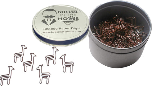 100 Count Giraffe Shaped Paper Clips Great for Paper Clip Collectors or Office Gift - Comes in Round Tin with Lid and Gift Box (Brown)...