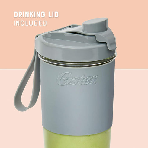 Oster Blend Active Portable Blender with Drinking Lid, USB Chargeable Personal Blender, Gray...