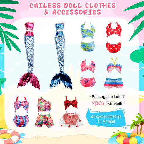 Doll Clothes Accessories - 36Pcs Girl Doll Clothes Swimsuit Series for 11.5''Doll Included Bikini Mermaid Swimsuit Surfboard Beach Chair Swimming ...