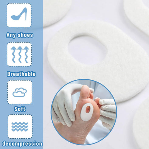 WILLBOND 30 Pcs Callus Pads Soft Felt Callus Oval Shape Corn Pads for Bottom of Foot Adhesive Foot Corn Pads for Men and Women Feet Toes Heel Pain...