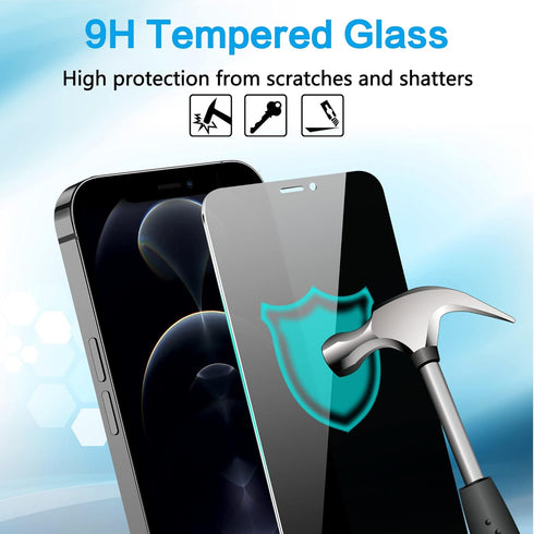 2 Pack Privacy Screen iPhone 12 Pro Max Tempered Glass Privacy Screen Protector for iPhone 12 Pro Max, Anti-Spy, Shatterproof, Full Edge Coverage,...