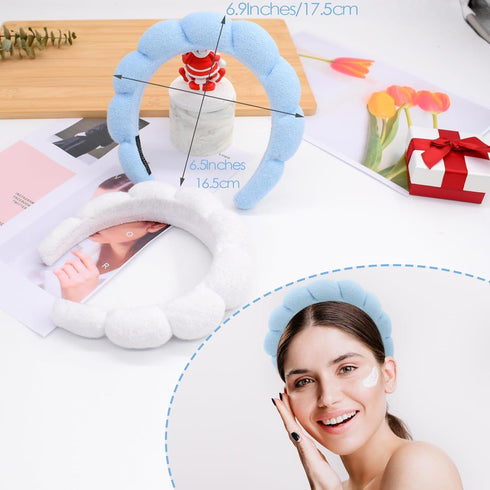 BEGOOD Spa Headbands for Washing Face Bubble Skincare Headband Sponge Makeup Headband Terry Towel Cloth Fabric Hair Band Puffy Headband Combo Pack...
