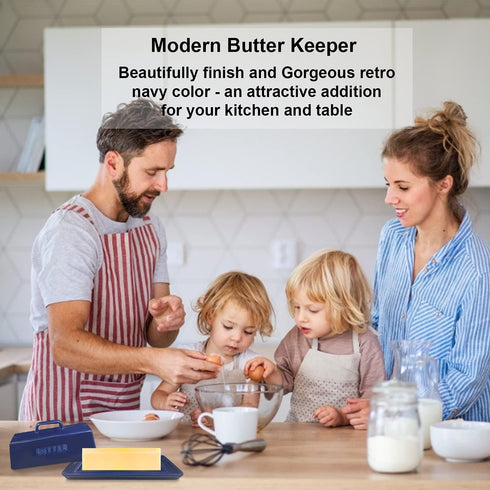 Gute Butter Dish with Lid for Countertop, Covered Ceramic Butter Dish, Butter Tray Storage for 1 Stick of Butter, Butter Keeper Container with Han...