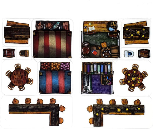 Market - 40pc Double-Sided Market Stall & Prop Pieces for Starters & Masters Alike - Roleplaying Objects for Dungeons & Dragons - Immersive Map Ac...