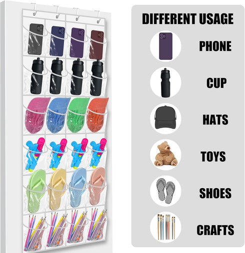 24 Pockets Hanging Shoe Organizer Large Clear Pockets Over the Door Pantry Organizer Shoe Holder for Back of Door Hanging Shoe Bag for Closet Wate...