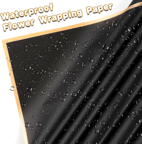 20 Sheets Flower Wrapping Paper, Waterproof Floral Bouquet Wrapping Paper Gold Edge Korean Florist Bouquet Supplies for DIY Crafts Packaging Bouqu...