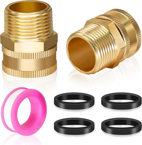 Boltigen 3/4inch Brass Swivel Garden Hose Fittings, 2PCS 3/4" GHT Female x 3/4" NPT Male Garden Hose Adapter, 3/4"GHT Quick Swivel Hose Connector,...