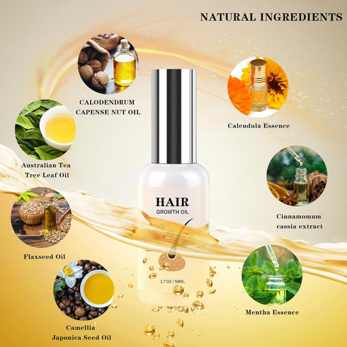 Hair Growth Oil - Rice Water For Hair Growth For Women & Men, Hair Loss Treatments, Serum For Thicker Longer Fuller Healthier Hair, Biotin & Casto...