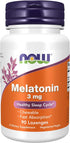 NOW Supplements, Melatonin 3 mg, Free Radical Scavenger*, Healthy Sleep Cycle*, 90 Chewable Lozenges...