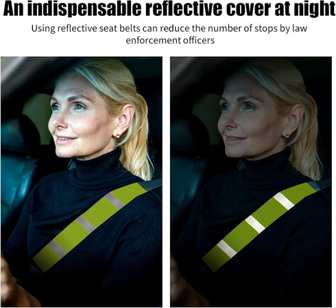4 Packs Yellow High Visibility Safety Seat Belt Cover Reflective Seat Belt Covers for Cars Trucks Seat Belt Compliance 17.7” x 2.7”...