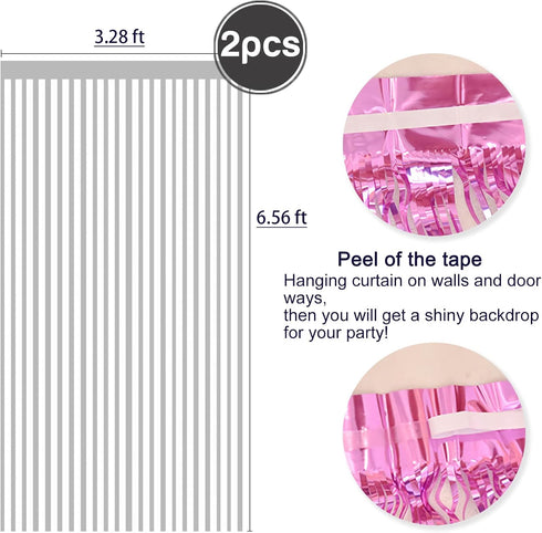 2 Pcs Silver Metallic Tinsel Foil Fringe Curtains Backdrop, 3.28 ft x 6.56 ft Streamers for Birthday Wedding Engagement Bachelorette Party Photo B...