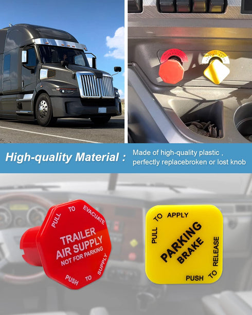 Parking and Air Brake Knobs for Semi Trucks Threaded Fit for Peterbilt Kenworth Volvo and Western Star Truck Yellow Parking Brake Knob and Red Tra...