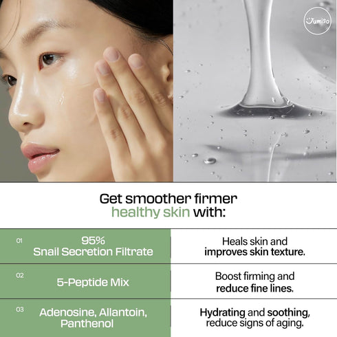 JUMISO Snail Mucin 95% + Peptide Essence 4.73 fl.oz / 140ml | Hydrating Serum with Snail, Face Moisturizer for Dry Skin, Daily Deep Hydration, Kor...