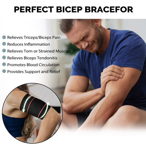 Bicep Tendonitis Brace for Pain Relief, Bicep Tendonitis Sleeve for Muscle Strains Recovery, Upper Arm Brace for Rehab (X-Large, 1Pair)...