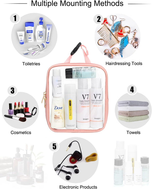 Tsa Approved Toiletry Bag,Clear Makeup Bag,Quart Size 3-1-1 Travel Bags fit for 3 oz Travel Bottles,Waterproof Toiletries Cosmetic Pouch Bag,Small...