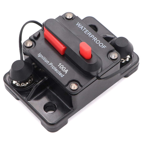 100 Amp Automotive Marine Circuit Breaker with Manual Reset Surface-Mount for Trolling Boat Motor Battery Thermal 12V-48V DC Waterproof...