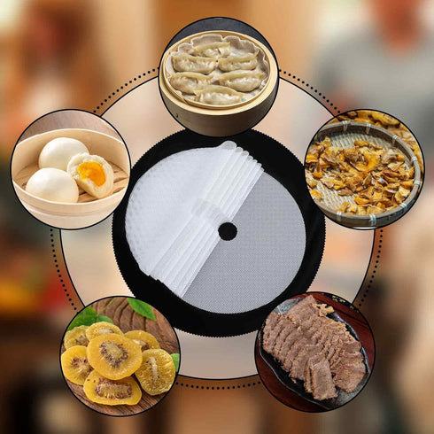 8Pcs Round Silicone Dehydrator Sheets Non-stick Fruit Dehydrator Mats Dehydrator Tray Liner Reusable Reusable Steamer Mat Mesh Sheet for Fruit Dry...