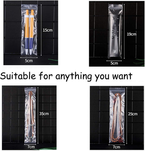 100 Count Clear Resealable Tall Thin Zip Bags, Long Thin Ziplock Bags - 2" x 5.9" (5 x 15 cm)...