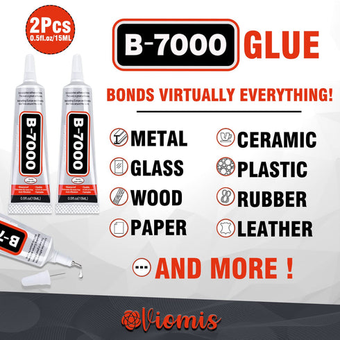 B7000 Glue 2PCS 15ml/0.5oz, Clear Craft Glue for Jewelry, B7000 Adhesive for Rhinestone Bead, Super Glue with Precision Tips for Cloth Shoe Fabric...