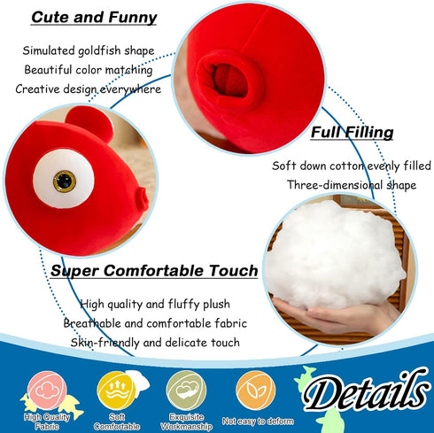 Fish Stuffed Animal Plush Red Soft Stuffed Goldfish Toy for Girls Boys, 13.78 in...