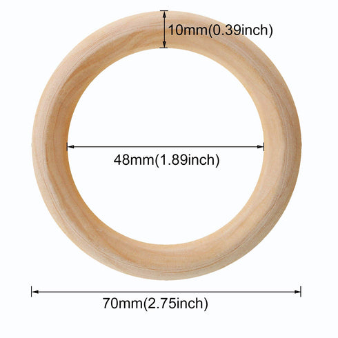 Penta Angel 10Pcs 70mm/2.75" Natural Unfinished Large Wooden Rings Circle Wood Pendant Connectors for DIY Projects Jewelry and Craft Making...