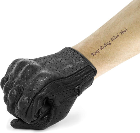 Updated Men’s Leather Motorcycle Gloves with Two Touchscreen Fingers Anti-Slip Motorbike Racing Gloves (Updated,Perforated, XXL)...