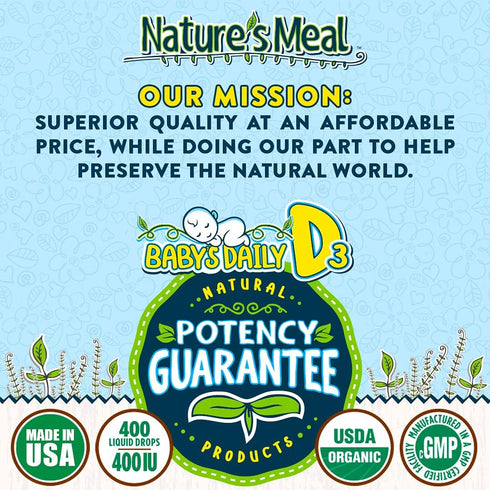 Nature's Meal - Vitamin D Drops for Infants, Baby Vitamin D Drops for Immune System, Heart Health, and Bone Health, Liquid Vitamin D with Vitamin ...