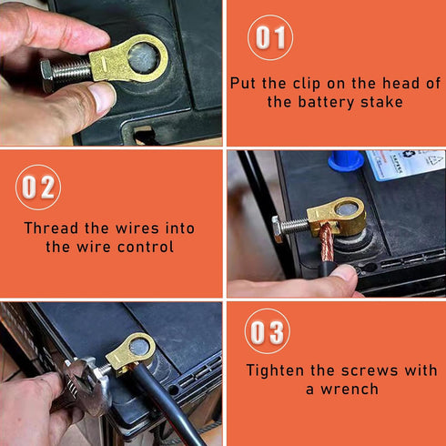 2 PCS Car Battery Terminal Connector Clamps, Pure Copper Auto Battery Cable Ends Connector, Positive & Negative Top Post Battery Terminals Set, Ca...