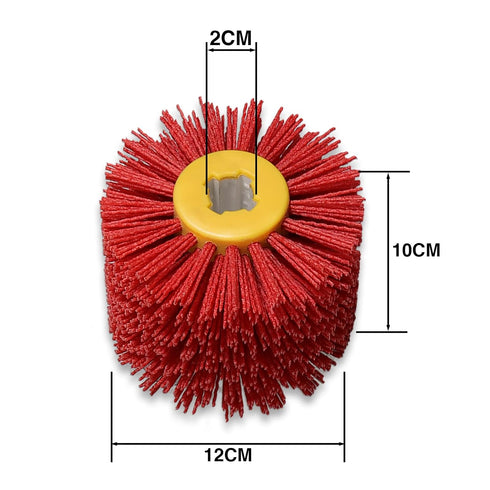 Abrasive Nylon Wire Drawing Wheel Drum Brushes, 80 Grit 120x100mm Wheel Drum Burnishing Tool Polishing Brush Wooden Wheels for Wood Furniture Work...