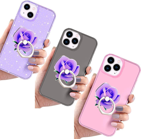 Phone Ring Holder Grip 3 Pack,Fonessary Metal Finger Ring Grip Kickstand Socket 360 Rotate for Smartphones (3 Rose)...