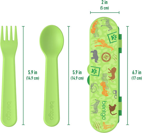 Bentgo® Kids Utensil Set - Reusable Plastic Fork, Spoon & Storage Case - BPA-Free Materials, Easy-Grip Handles, Dishwasher Safe - Ideal for School...