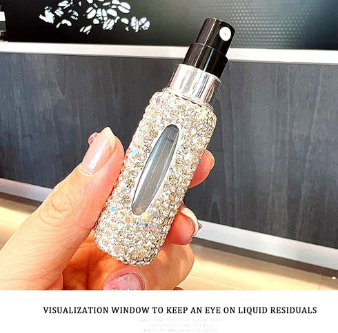 Perfume Spray Bottle 5ML White Bling Rhinestone Empty Portable Travel Fine Mist Refillable Mini Spray Dispensers for Perfume, Essential Oil...