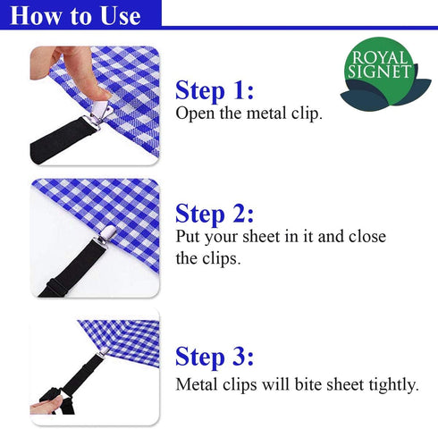 Royal Signet Bed Sheet Fasteners Suspenders King, Sheet Fasteners Twin, Bed Suspenders, Triangle Bed Sheet Holders Fasteners, Mattress Suspenders,...