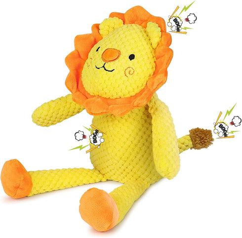 Dog Squeaky Plush Toy, Soft Stuffed Lion Toys with Squeaker & Crinkle Paper, Durable Interactive Chew Pet Supplies for Puppies, Cute Animal Toys f...