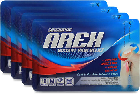 AREX Cool & Hot Pain Relieving Patch, Medium 4 Pack (40 Patches Total)...