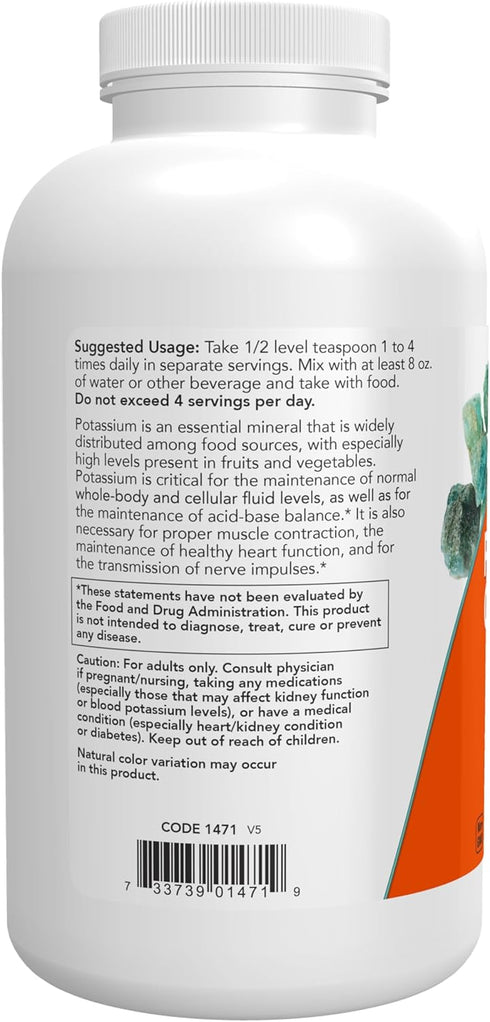 NOW Supplements, Potassium Gluconate Pure Powder 175 mg, Essential Mineral*, 1-Pound...