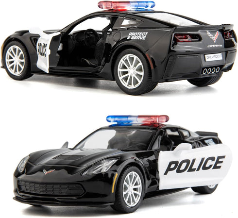 BDTCTK 1/36 Scale Corvette Police Car Model, Zinc Alloy Die-Cast Pull Back Vehicles Kid Toys for Boy Girl Gift (Corvette Police Car)...