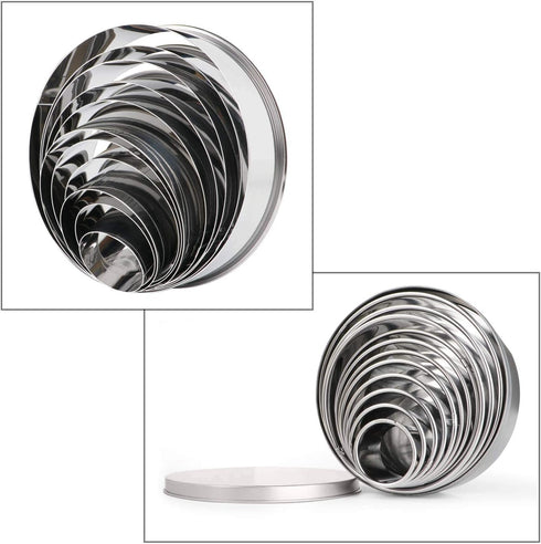 HULISEN Stainless Steel Round Cookie Biscuit Cutter Set, 11 Circle Donut Doughnut Cutter, Baking Ring Molds for Mini Cake, Scone, Pastry, Cooking,...