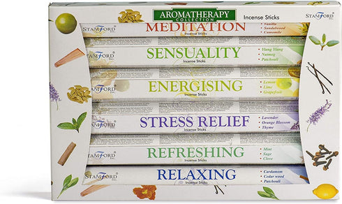 120 Sticks of Stamford Premium Aromatherapy Hex Range Incense Sticks - Relaxing, Stress Relief, Meditation, Refreshing, Sensuality & Energising In...