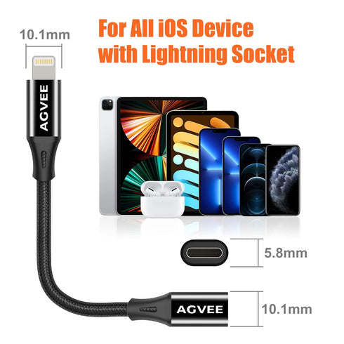 AGVEE [3.3ft Lightning Extension Cable Braided Female to Male Extender Cord for iPhone iPad Charger, Data Sync Video Audio & Charging Connector Ad...