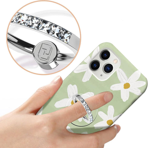 Transparent Phone Ring Holder 2 Pcs, Jsoerpay Clear Cell Phone Ring Holder with Diamond, Finger Grip 360°Rotation Compatible with Most of The Phon...