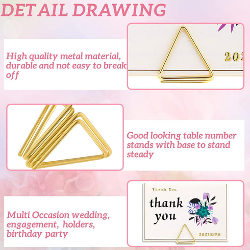 Eersida 60 Pieces Table Number Holder Place Samll Triangle Shape Name Numbers Table Photo Picture Holder Stand Clip for Wedding Baby Shower Party,...