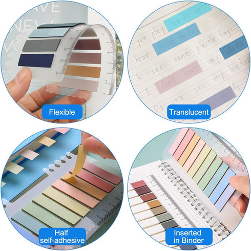3800 PCS Sticky Tabs Page Markers Sticky Index Tabs, DaKuan Transparent Sticky Notes with Ruler for Page Marking, Document categorization, Index M...