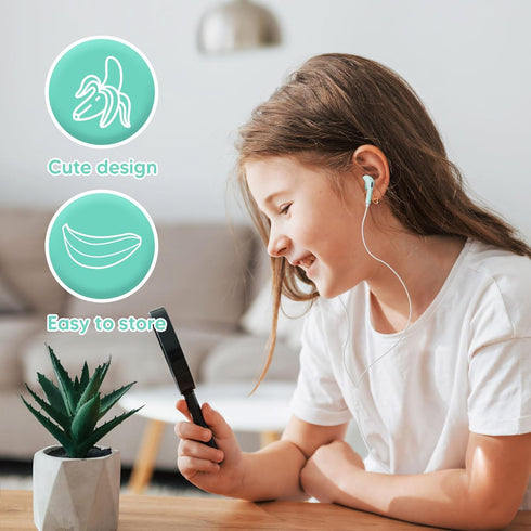QearFun Earbuds in-Ear Headphones with Microphones,Noise Isolating Gradient Color Wired Earphones with Creative Banana Earphones Storage Case,Gift...